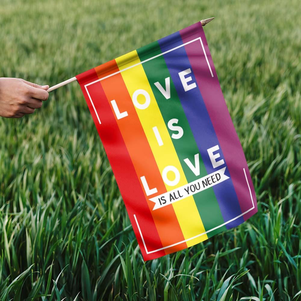 Unifinz LGBT Pride Garden Flag Love Is All You Need Rainbow Color House Flag LGBT House Flag Pride Month Gift 2022