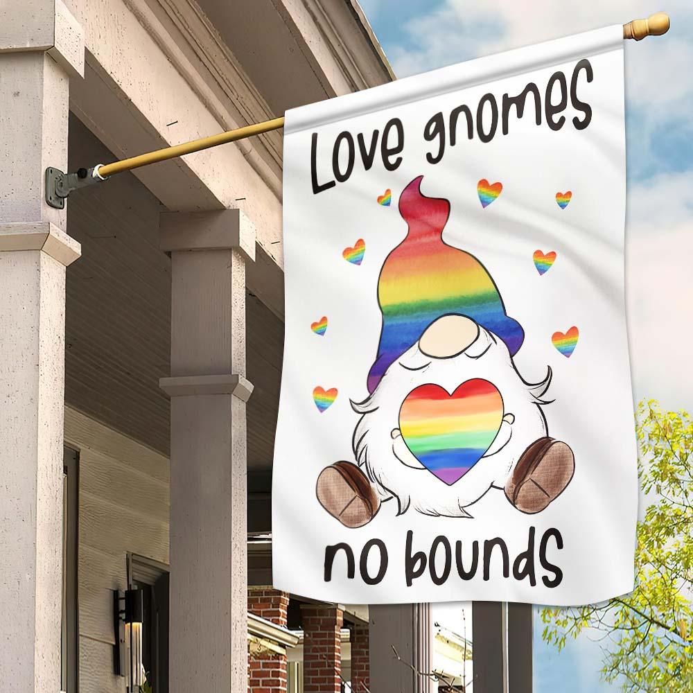 Unifinz LGBT Gnome Flag Love Gnomes No Bounds LGBT Rainbow Garden Flag LGBT Garden Flag Pride Month House Flag 2022