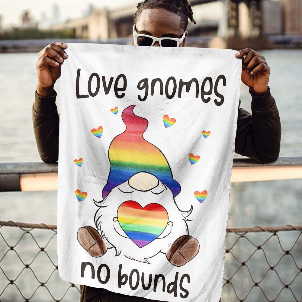 Unifinz LGBT Gnome Flag Love Gnomes No Bounds LGBT Rainbow Garden Flag LGBT Garden Flag Pride Month House Flag 2022