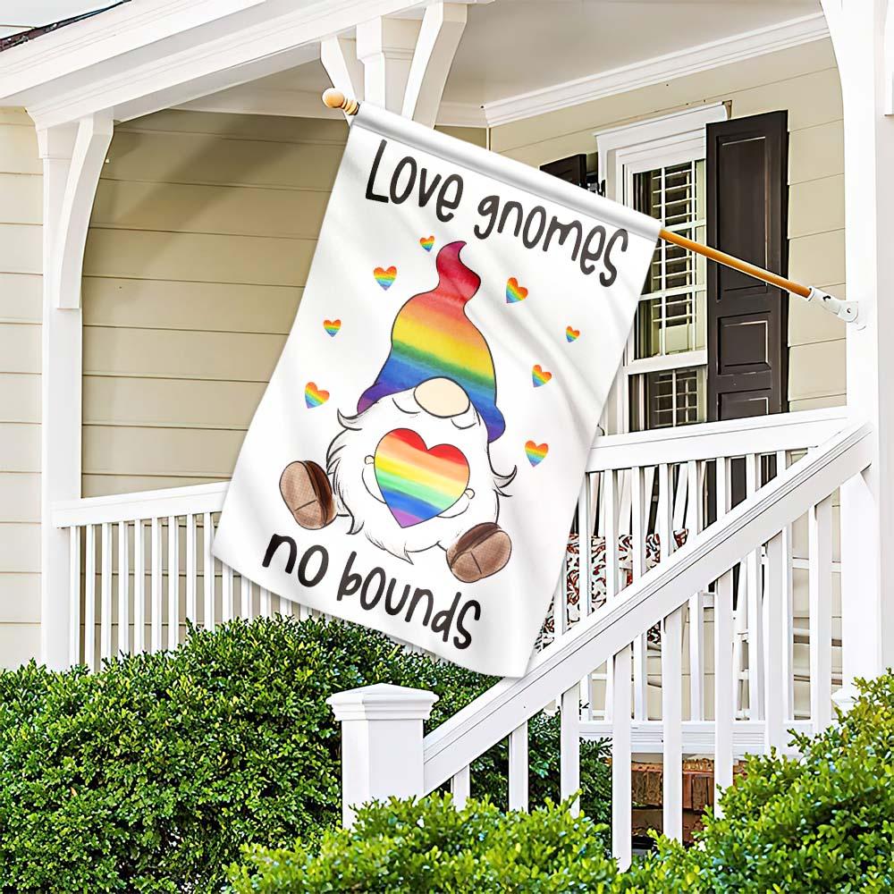 Unifinz LGBT Gnome Flag Love Gnomes No Bounds LGBT Rainbow Garden Flag LGBT Garden Flag Pride Month House Flag 2022