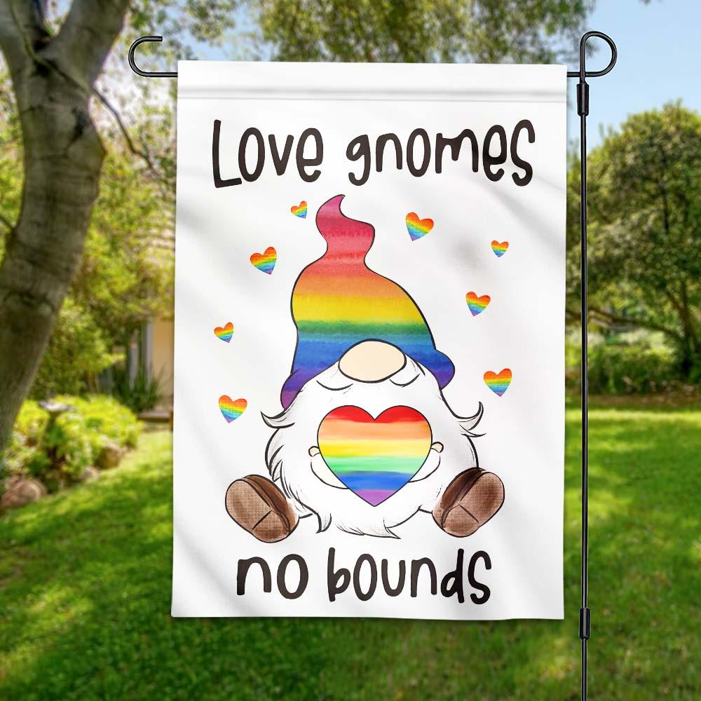 Unifinz LGBT Gnome Flag Love Gnomes No Bounds LGBT Rainbow Garden Flag LGBT Garden Flag Pride Month House Flag 2022