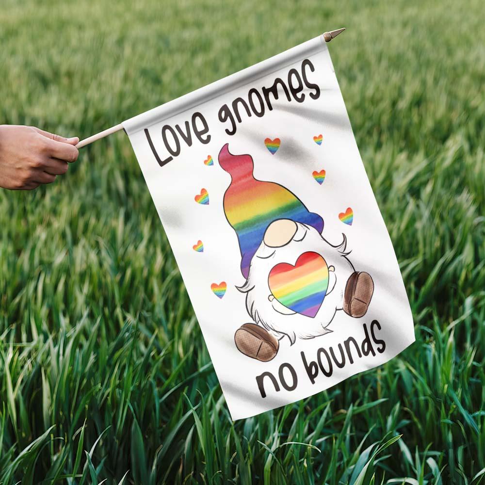 Unifinz LGBT Gnome Flag Love Gnomes No Bounds LGBT Rainbow Garden Flag LGBT Garden Flag Pride Month House Flag 2022