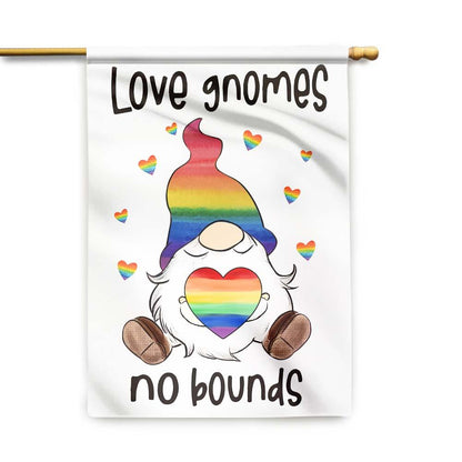 Unifinz LGBT Gnome Flag Love Gnomes No Bounds LGBT Rainbow Garden Flag LGBT Garden Flag Pride Month House Flag 2022