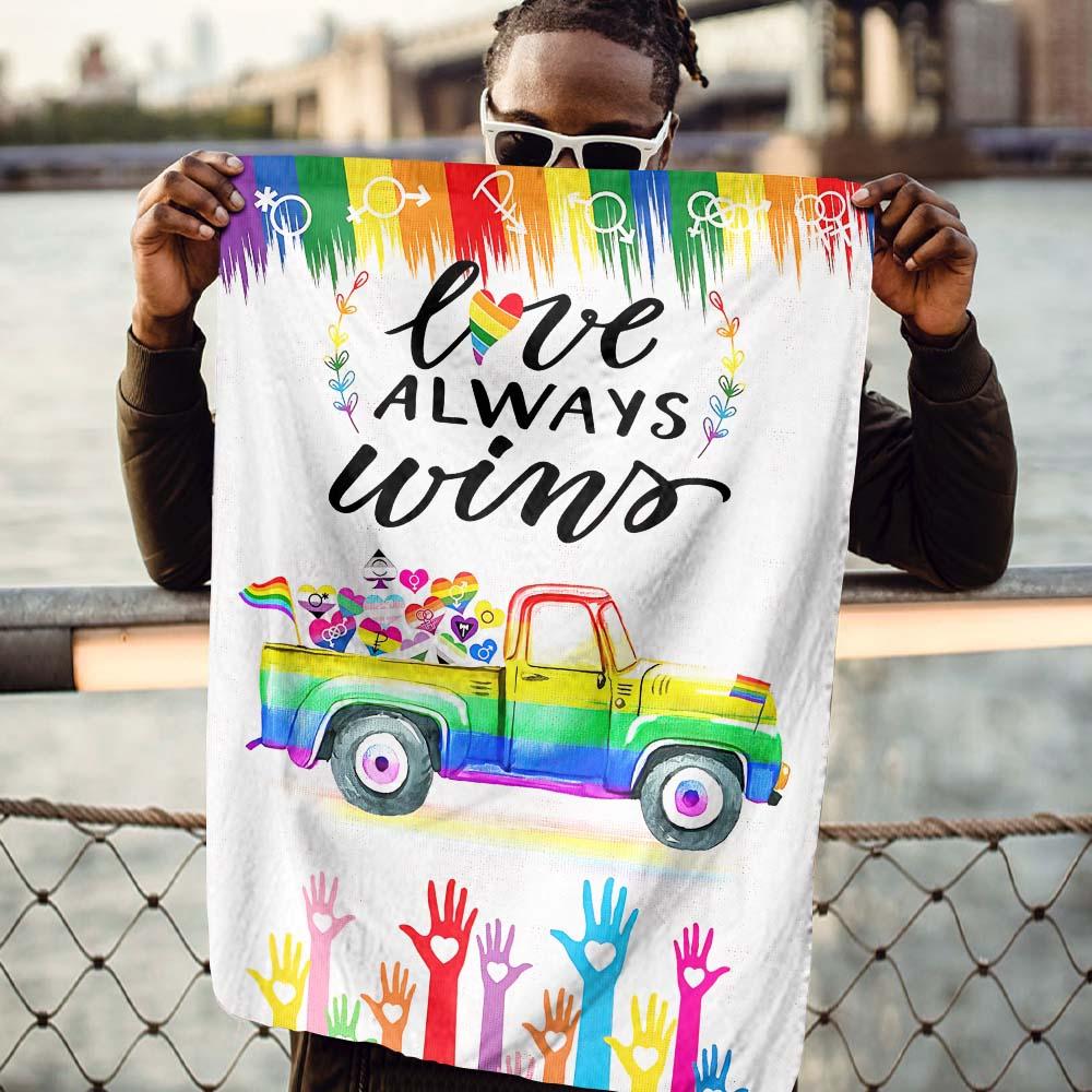 Unifinz LGBT Pride Flag Love Always Wins Rainbow Truck Garden Flag LGBT House Flag Pride Month Gift 2022