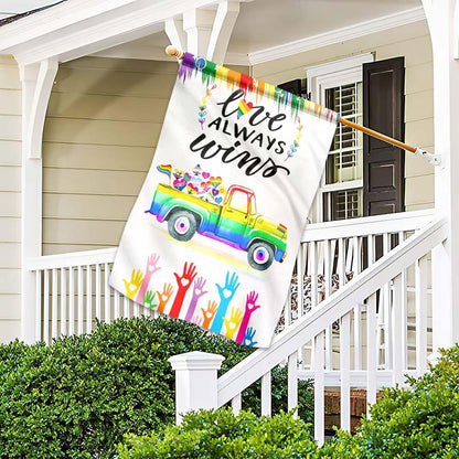 Unifinz LGBT Pride Flag Love Always Wins Rainbow Truck Garden Flag LGBT House Flag Pride Month Gift 2022