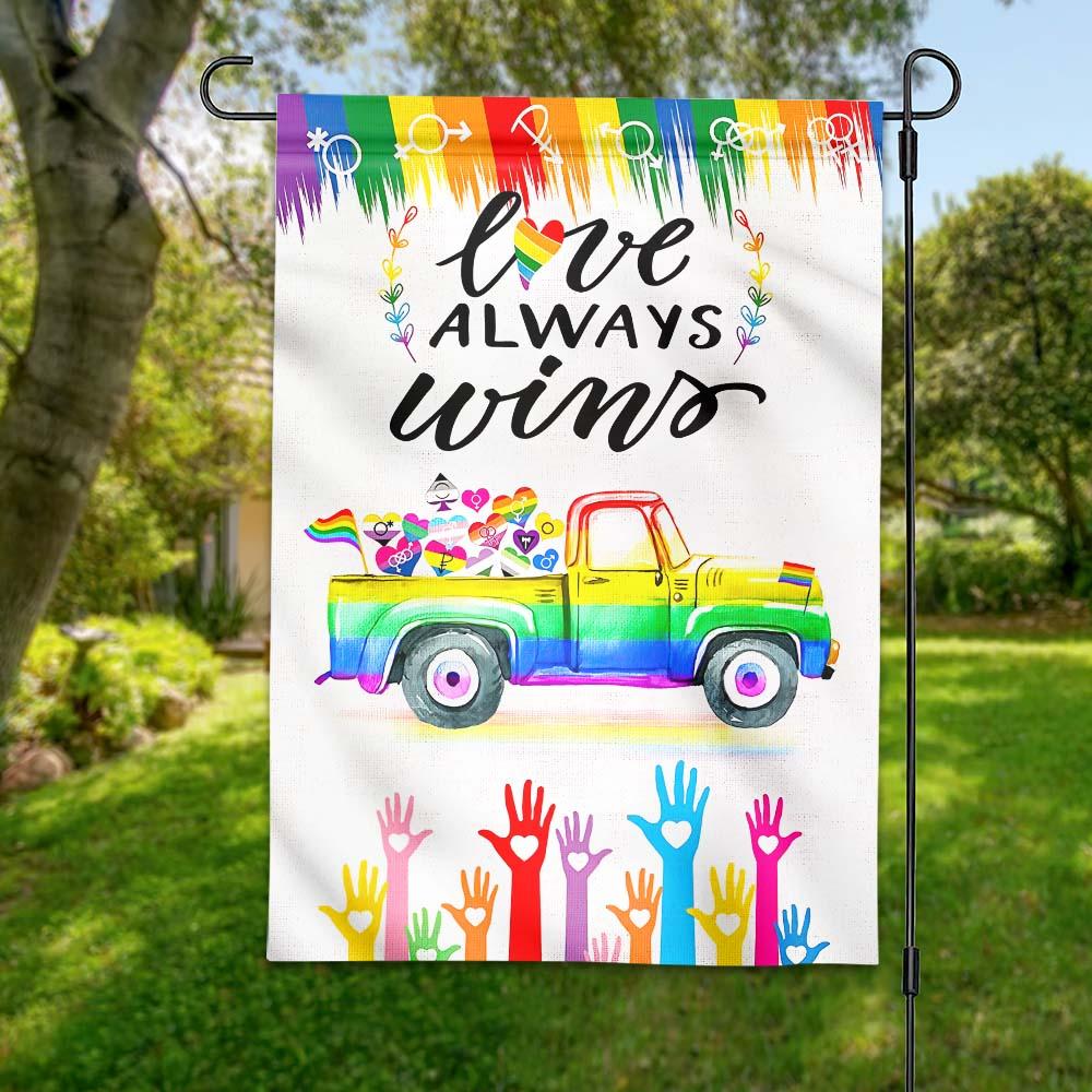 Unifinz LGBT Pride Flag Love Always Wins Rainbow Truck Garden Flag LGBT House Flag Pride Month Gift 2022