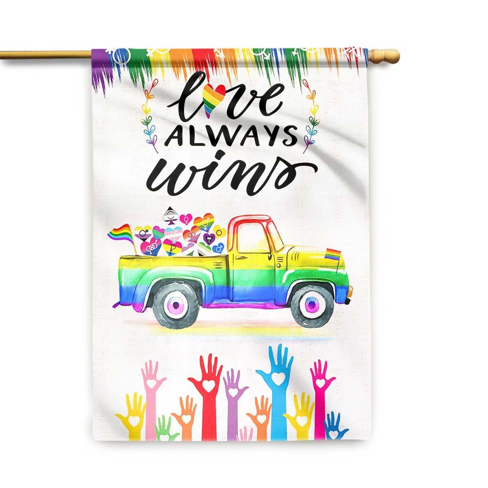 Unifinz LGBT Pride Flag Love Always Wins Rainbow Truck Garden Flag LGBT House Flag Pride Month Gift 2022