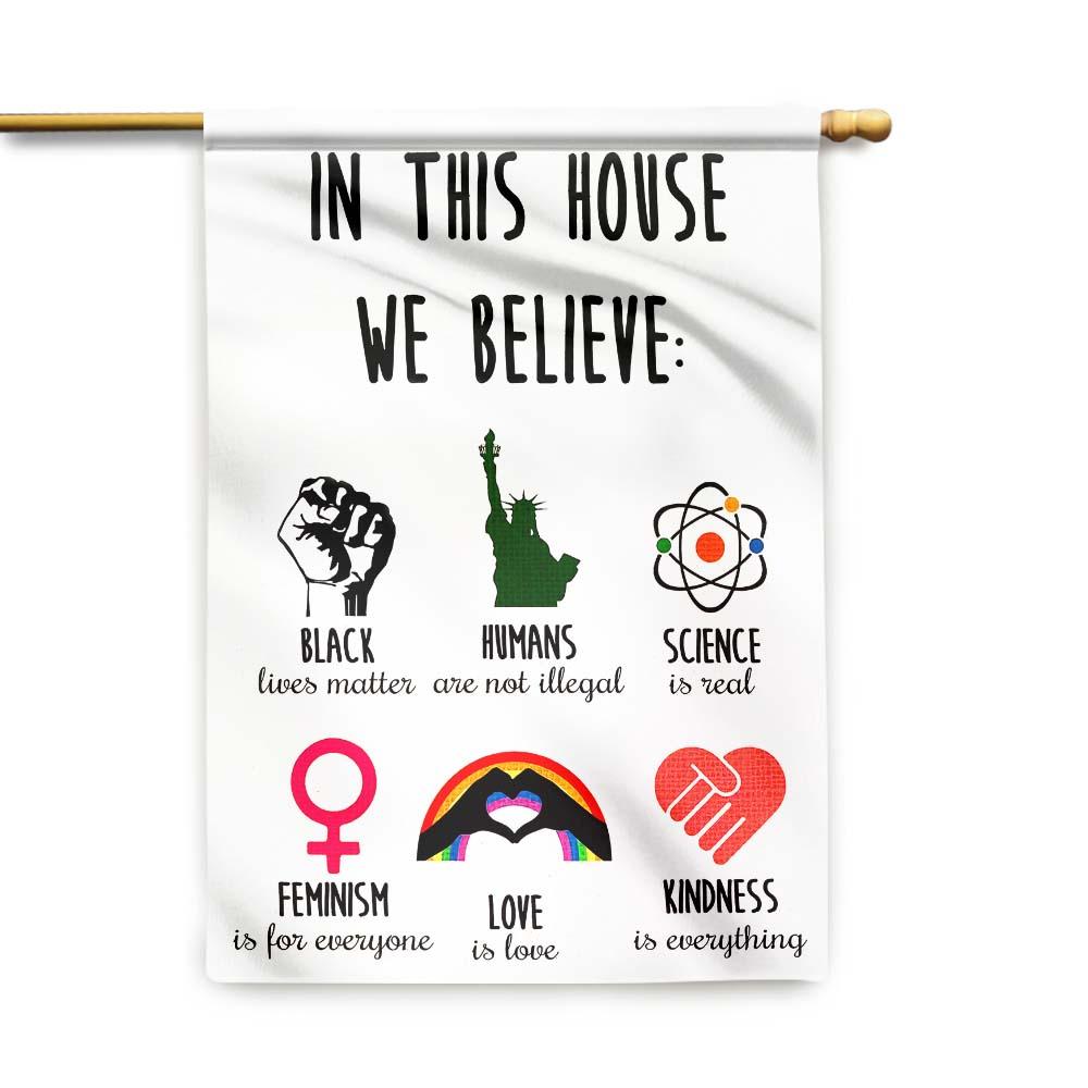 Unifinz LGBT BLM Flags In This House We Believe Love Is Love Black Lives Matter LGBT Garden Flag LGBT House Flag 2022