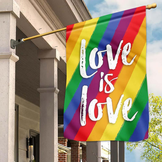 Unifinz LGBT Pride House Flag LGBT Rainbow Color Quote Love Is Love Garden Flag LGBT Garden Flag Best Pride Month Gift 2022