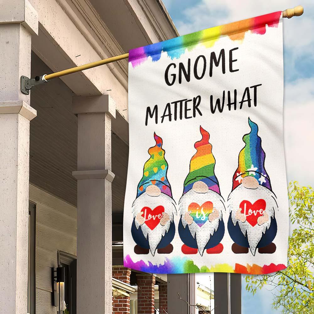 Unifinz LGBT Flags Gnome Matter What Love Is Love Garden Flag LGBT House Flag 2022