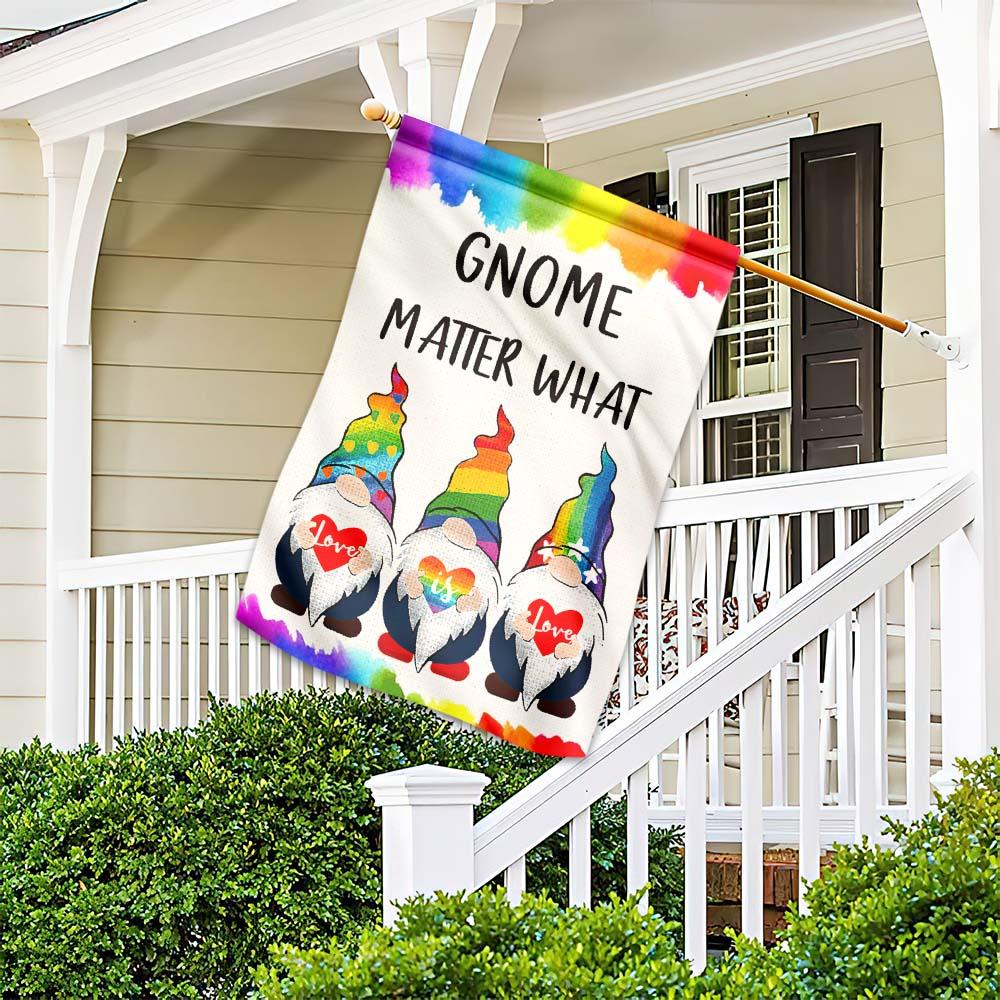 Unifinz LGBT Flags Gnome Matter What Love Is Love Garden Flag LGBT House Flag 2022