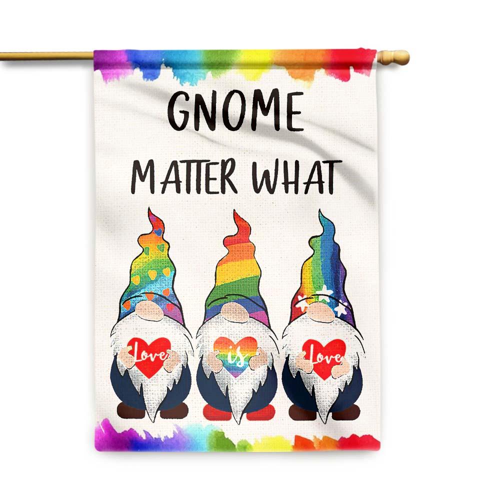 Unifinz LGBT Flags Gnome Matter What Love Is Love Garden Flag LGBT House Flag 2022