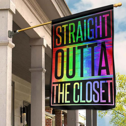 Unifinz LGBT Pride House Flag Straight Outta The Closet Garden Flag LGBT Garden Flag Pride Month Gift 2022