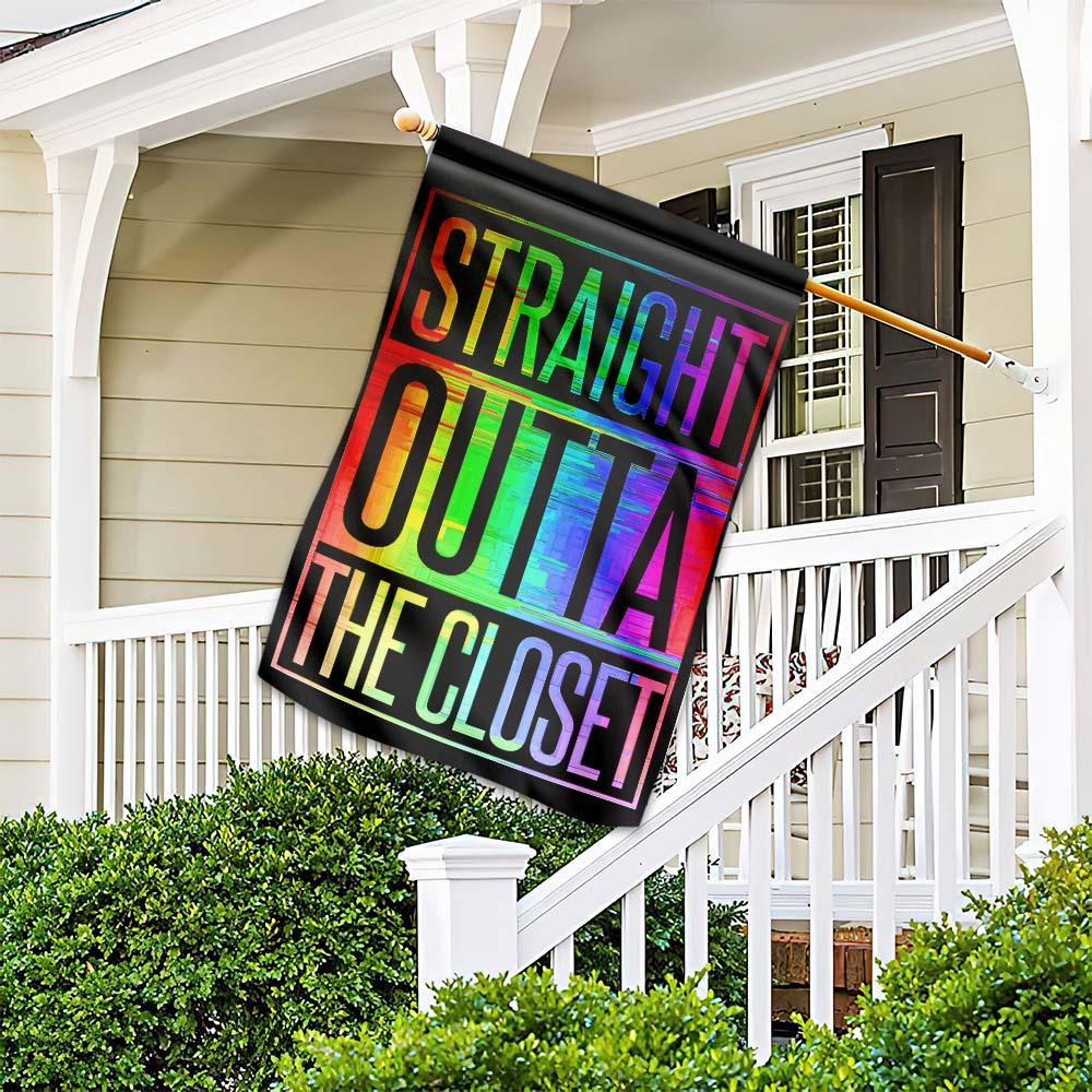 Unifinz LGBT Pride House Flag Straight Outta The Closet Garden Flag LGBT Garden Flag Pride Month Gift 2022