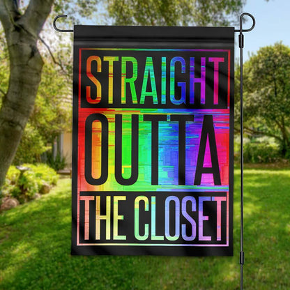 Unifinz LGBT Pride House Flag Straight Outta The Closet Garden Flag LGBT Garden Flag Pride Month Gift 2022