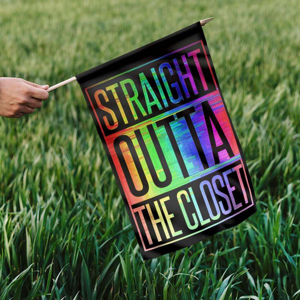 Unifinz LGBT Pride House Flag Straight Outta The Closet Garden Flag LGBT Garden Flag Pride Month Gift 2022