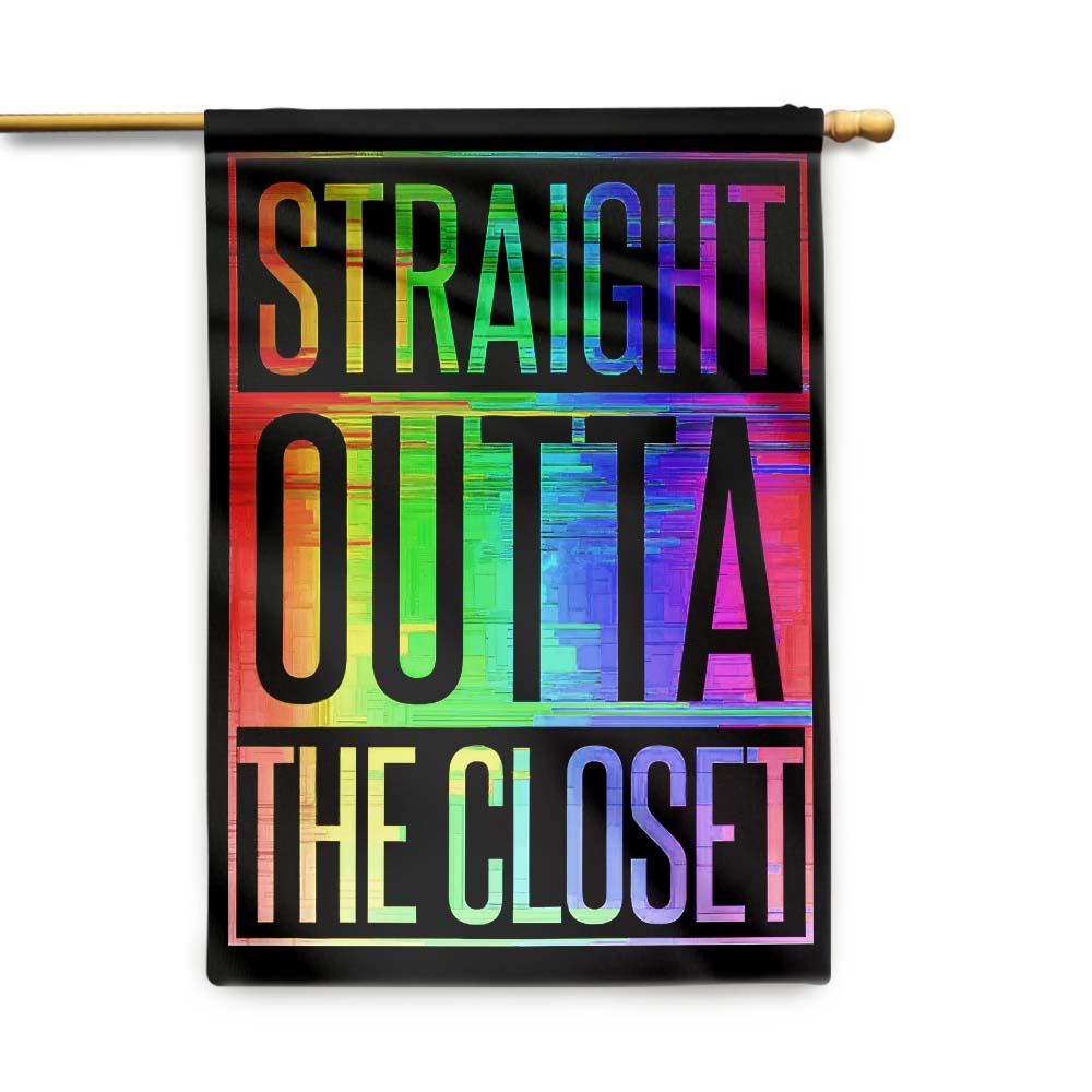 Unifinz LGBT Pride House Flag Straight Outta The Closet Garden Flag LGBT Garden Flag Pride Month Gift 2022