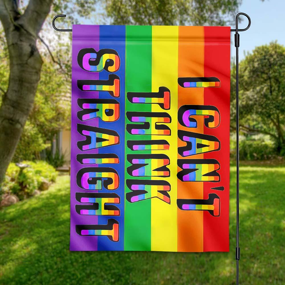 Unifinz LGBT Pride Flag I Can't Think Straight LGBT Rainbow Color Garden Flag  LGBT House Flag 2022