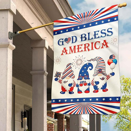 Unifinz 4th Of July Flags God Bless America Gnomes Flag Welcome Independence Day Gift 4th Of July Garden Flag 2022