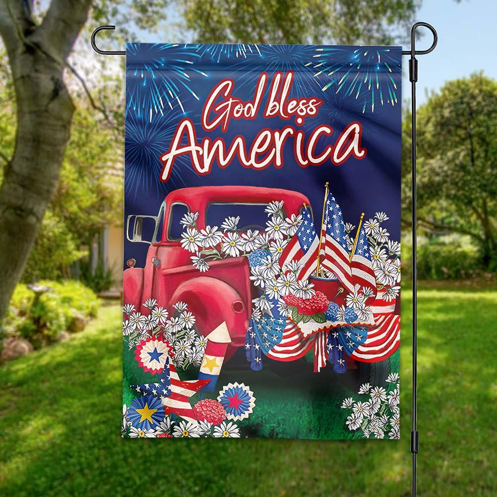 Unifinz 4th Of July Flags God Bless America Independence Day Flower Car Garden Flag 4th Of July House Flag 2022