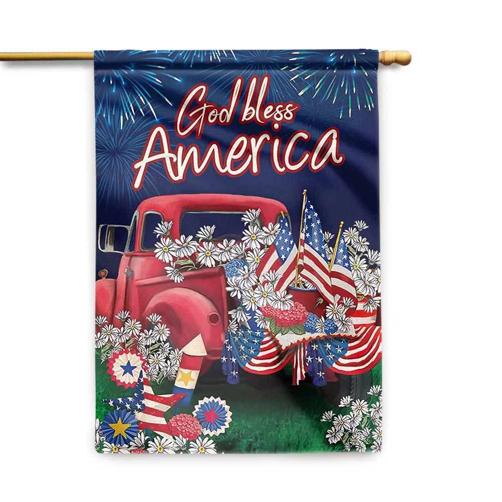 Unifinz 4th Of July Flags God Bless America Independence Day Flower Car Garden Flag 4th Of July House Flag 2022