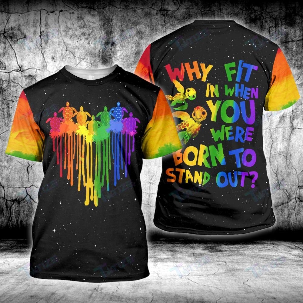 Unifinz LGBT Pride T-shirt Rainbow Heart Turtle Why Fit In When You Were Born To Stand Out LGBT T-shirt LGBT Hoodie 2022