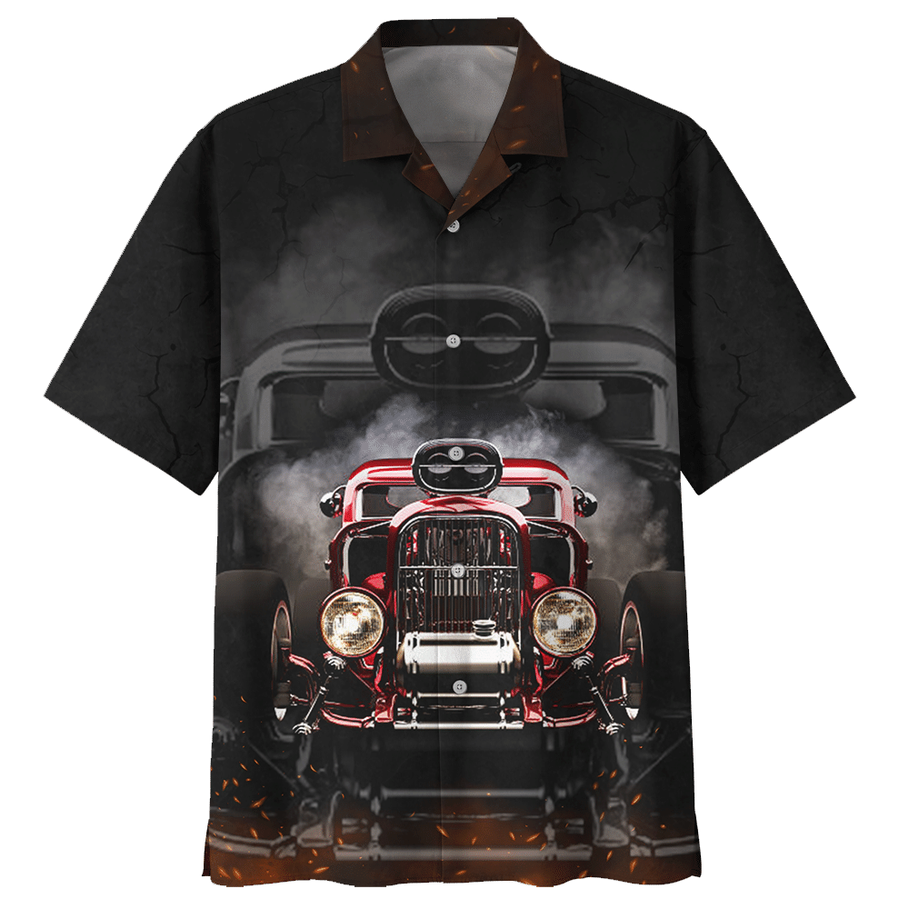  Hot Rod Hawaiian Shirt Hot Rod Car 3d Black Hawaii Aloha Shirt