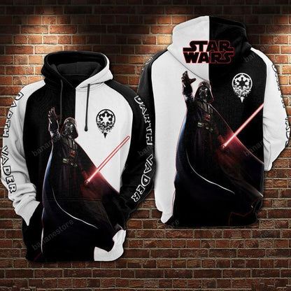  SW Hoodie SW Darth Vader Galactic Empire Symbol Black White Hoodie Apparel Adult Unisex