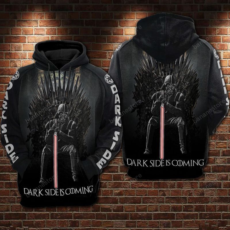  SW Hoodie Darth Vader Dark Side Is Coming SW GOT Crossover Black Hoodie SW Apparel For Fan Adult Unisex