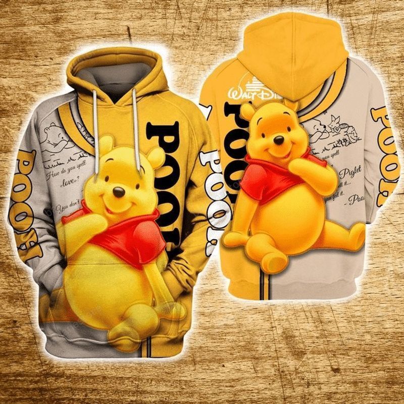 DN Hoodie Winnie The Pooh Shirt Pooh DN Logo Cute Yellow White Hoodie