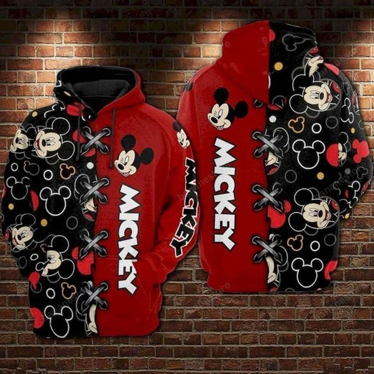 DN Hoodie MM Hoodie Mouse Head Stitches Black Red Hoodie