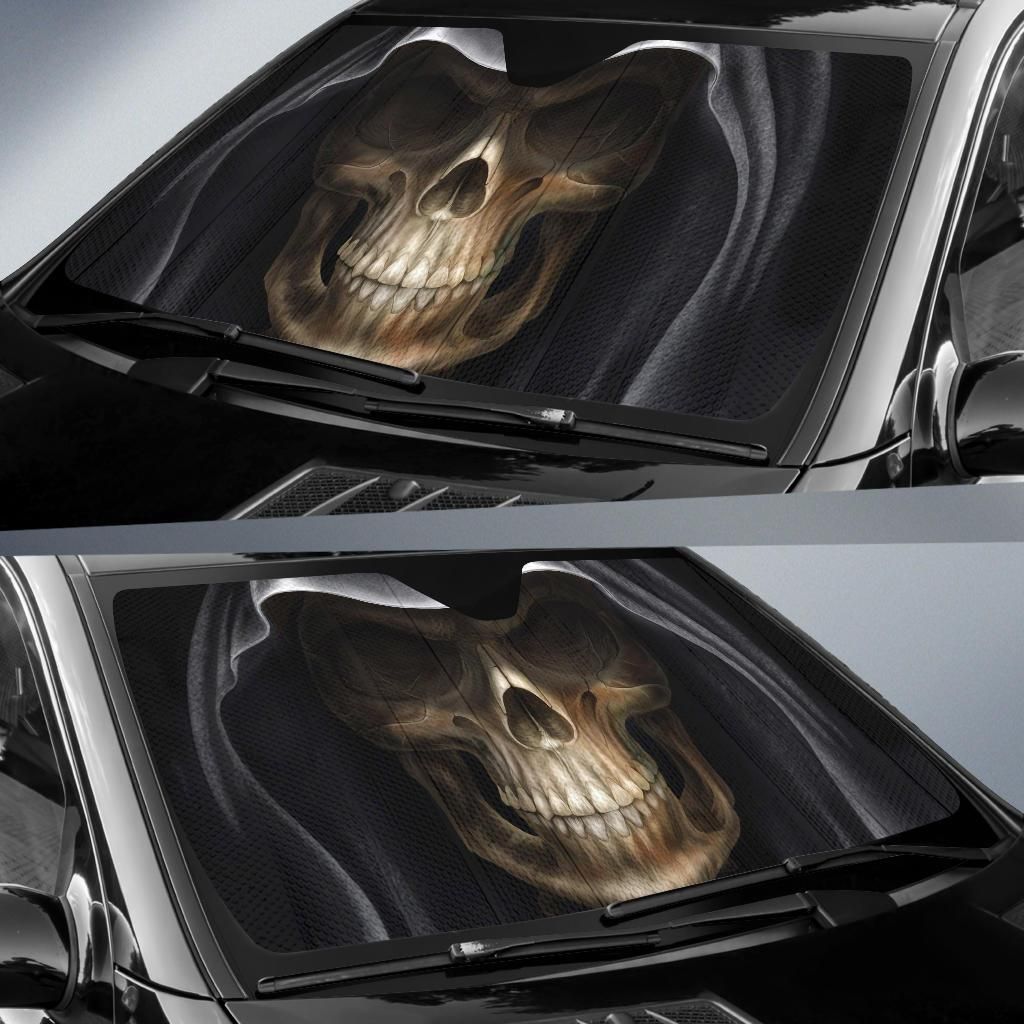  Skull Windshield Sun Shade Skull The Death Black Car Sun Shade