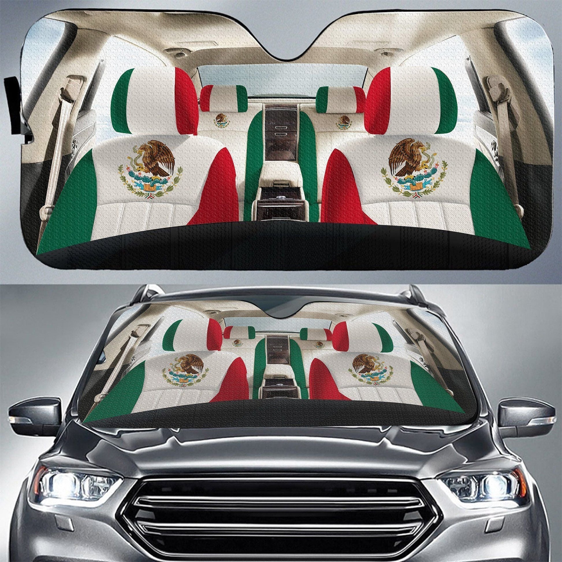  Mexican Car Sun Shade Mexican Flag Mexican Emblem Seat Cover Windshield Sun Shade