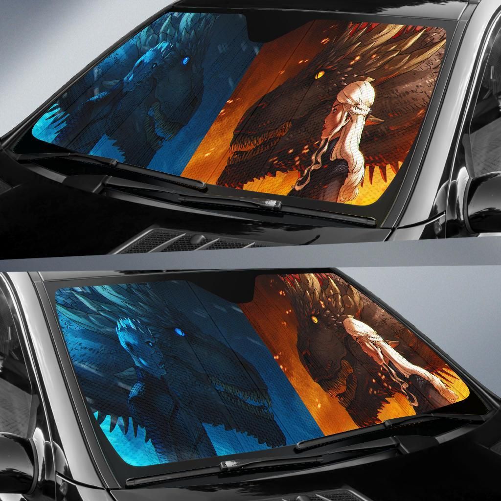  GOT Car Sun Shade The Song Of Ice And Fire Dragons Windshield Sun Shade