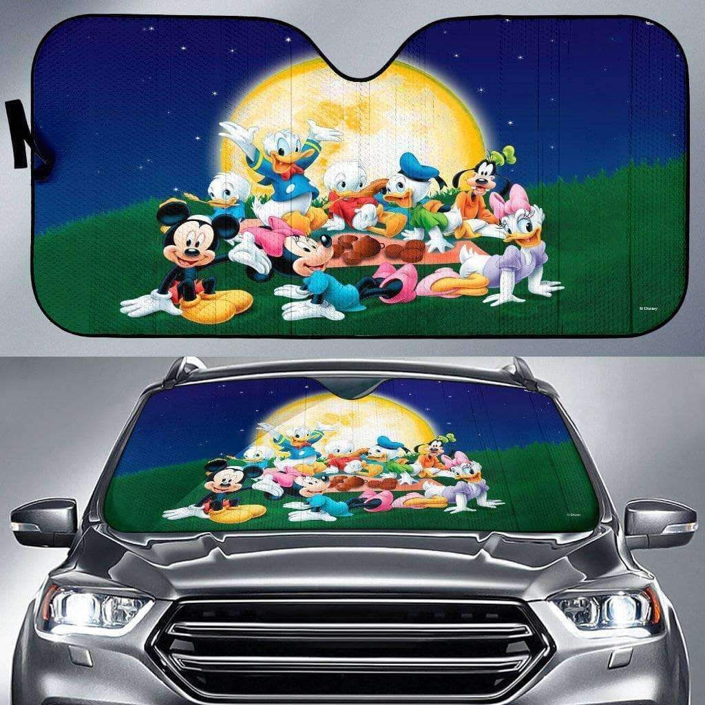  DN Car Sun Shade Mickey And Friends Under Moon Light Windshield Sun Shade