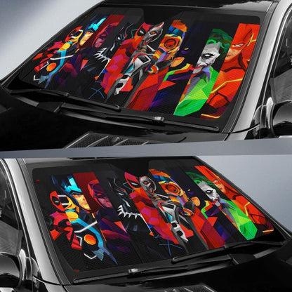  MV And DC Car Sun Shade Super Heroes And Villains Windshield Sun Shade