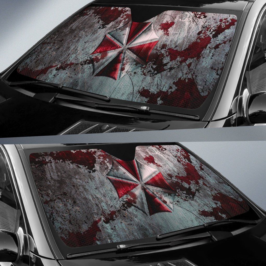 Resident Evil Windshield Sun Shade Umbrella Signal Red White Car Sun Shade