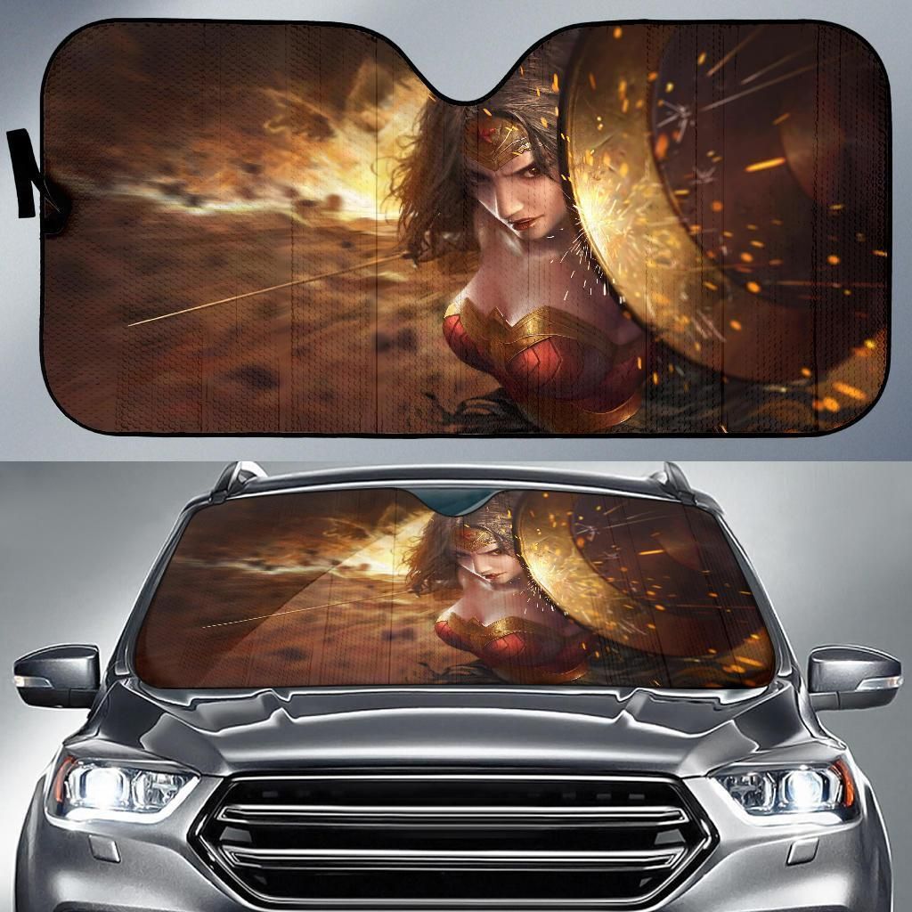  DC WW Car Sun Shade WW Fighting Scene 3d Windshield Sun Shade