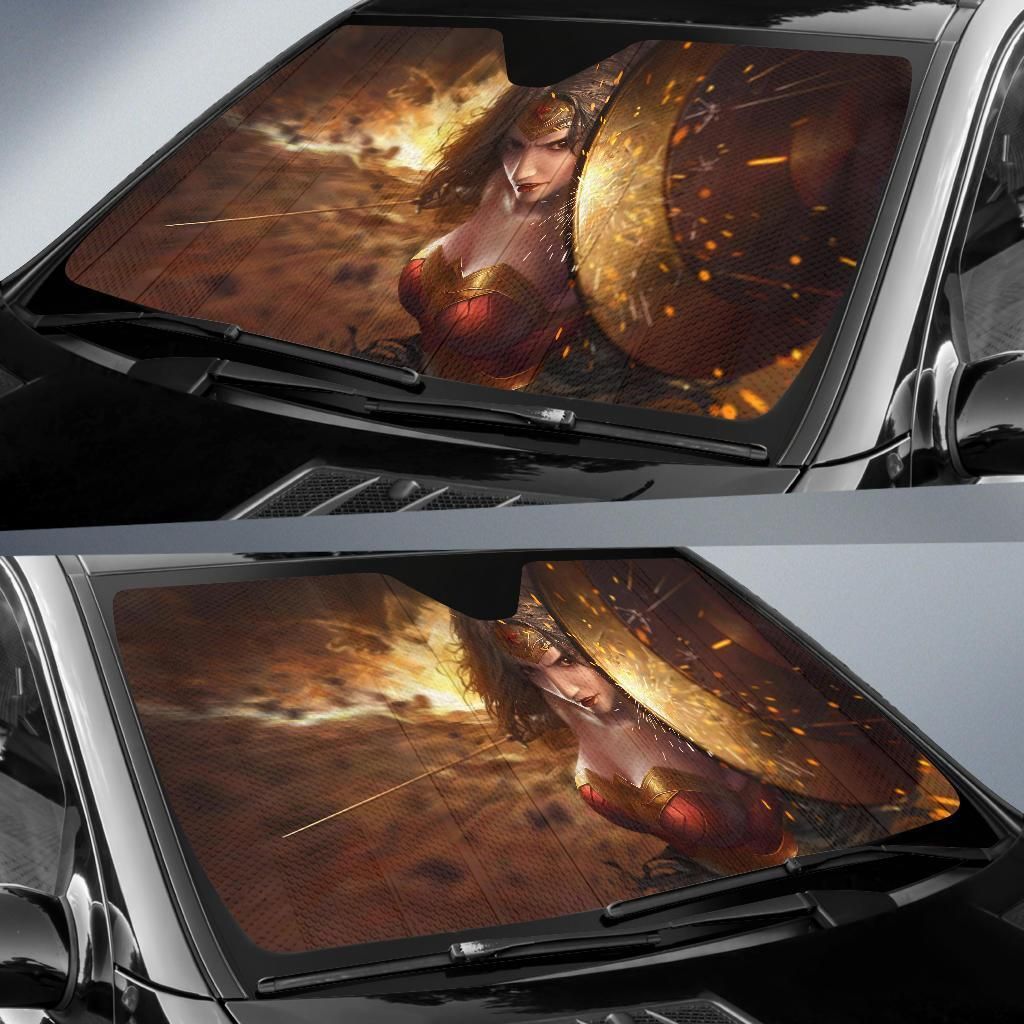  DC WW Car Sun Shade WW Fighting Scene 3d Windshield Sun Shade