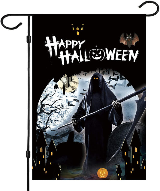 Halloween Flag Grim Reaper Happy Halloween Black Garden Flag