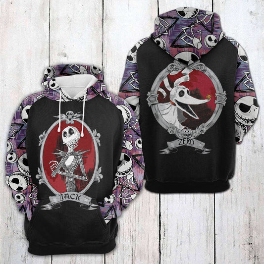  Nightmare Before Christmas Hoodie Jack And Zero Frames Black Hoodie Adult Full Print