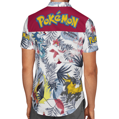 Pokemon Hawaiian Shirt Many Types Eevee Tropical White Hawaii Aloha Shirt