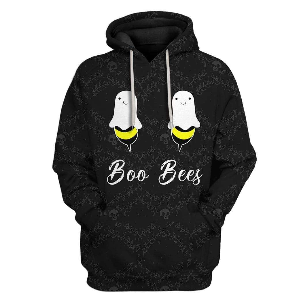 Halloween Hoodie Boo Bees Hoodie Boo Bees Floral Pattern Black Hoodie