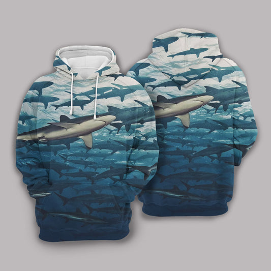  Shark Hoodie Shark Under The Ocean Surface 3d Hoodie Apparel Adult Unisex Full Print