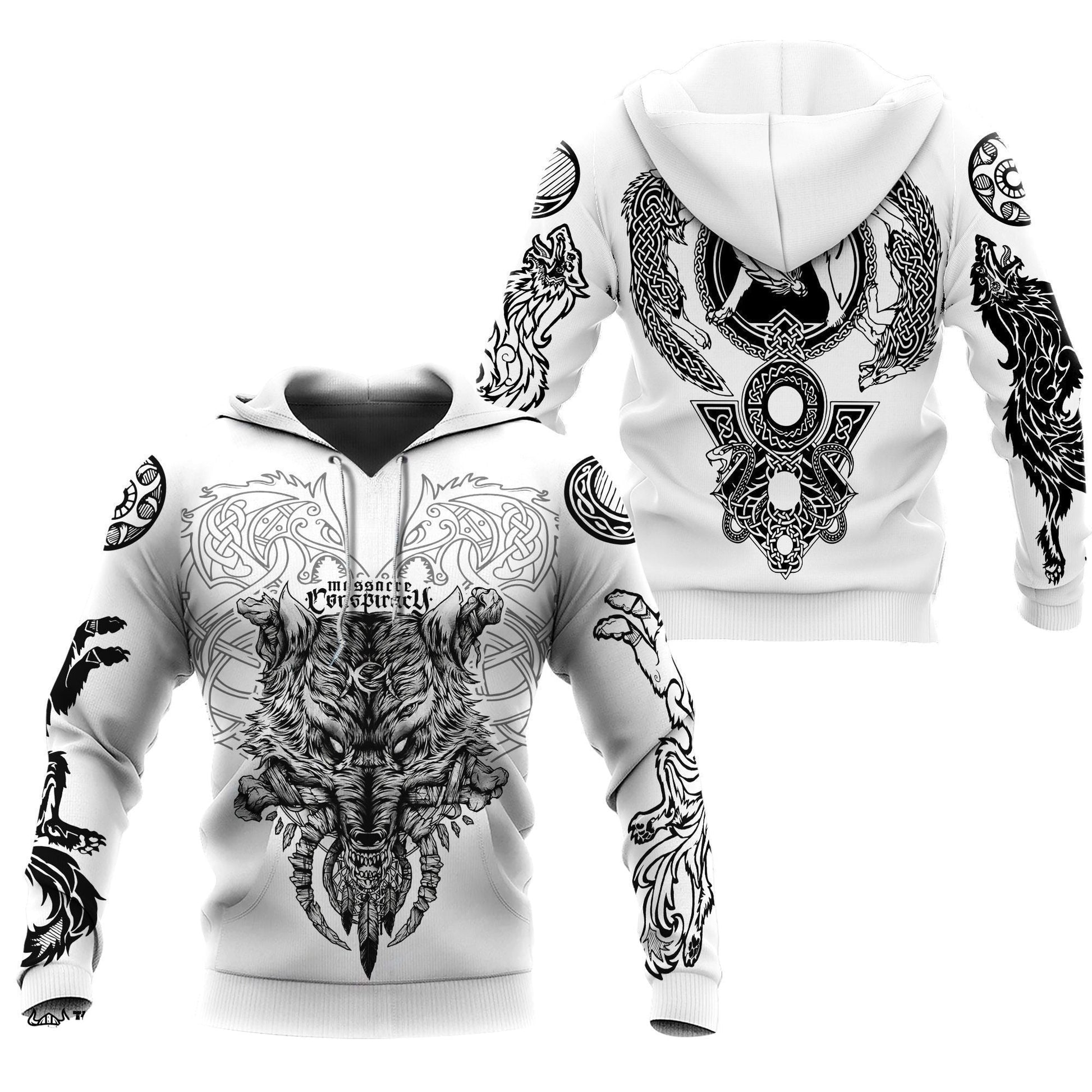  Viking Shirt Wolves Skoll And Hati Symbol Tattoo Art 3d Hoodie Adult Unise Full Print