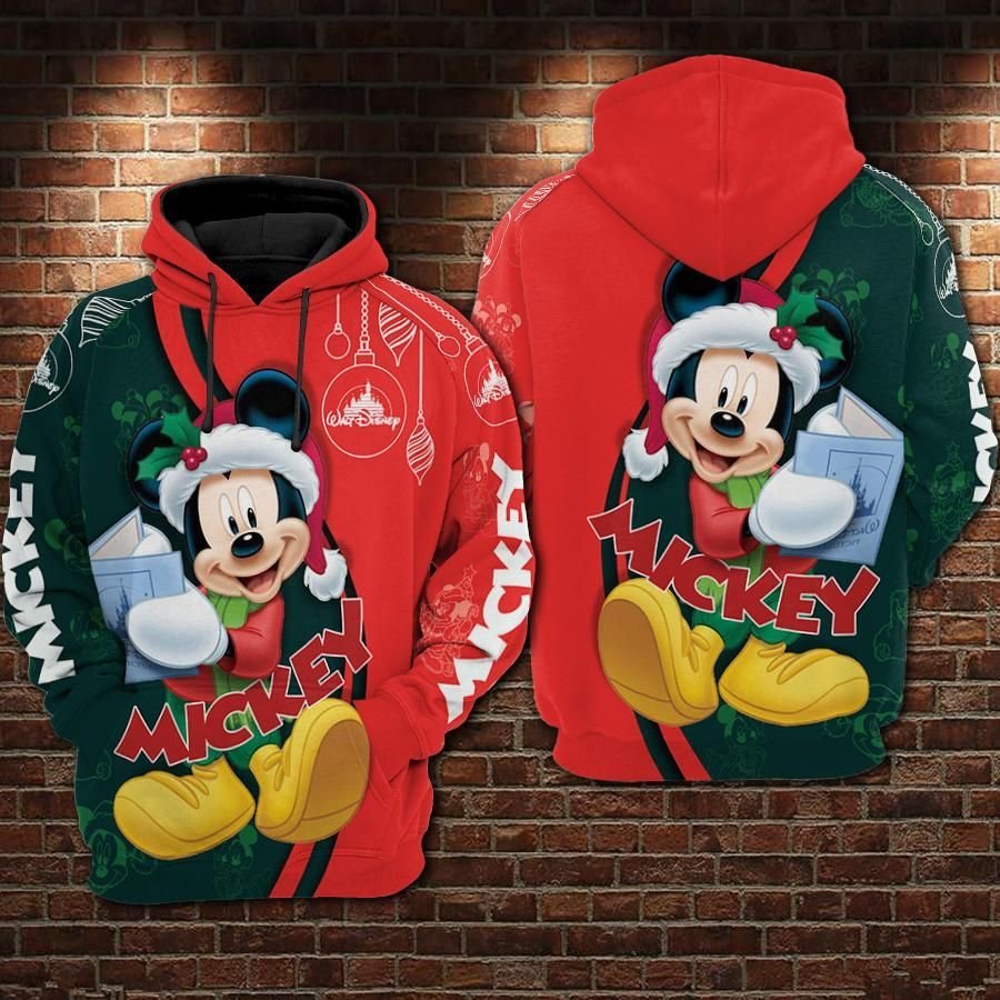 DN Christmas Hoodie MK Mouse Celebrates Christmas DN Red Green Hoodie