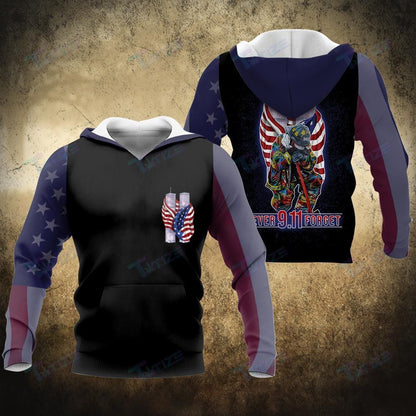 Patriot Day T-shirt September 11th Shirt 9.11 Never Forget Firefighter Black Hoodie Patriot Day Hoodie