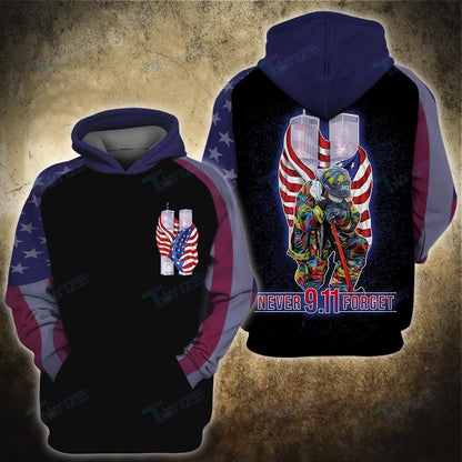 Patriot Day T-shirt September 11th Shirt 9.11 Never Forget Firefighter Black Hoodie Patriot Day Hoodie