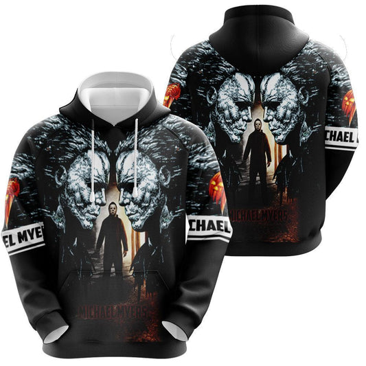 Halloween Hoodie Michael Myers Hoodie Halloween Michael Myers Face To Face White Black Hoodie Horror Hoodie