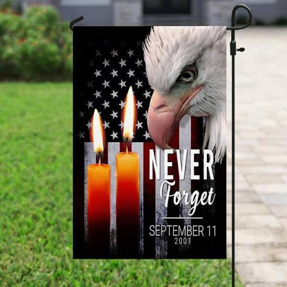 Patriot Day House Flag September 11th Flag Sorrow Eagle Candles Never Forget September 11 2001 Black Garden Flag
